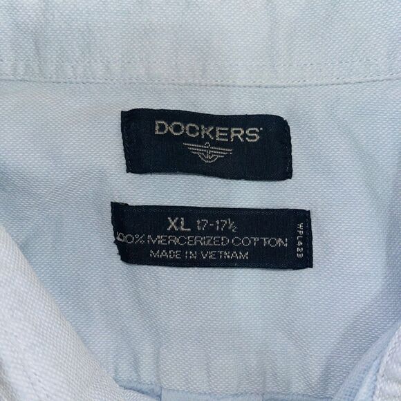 Dockers Short Sleeve Button Down Shirt Blue Men XL 17-17.5 Business Casual Work - Picture 4 of 5